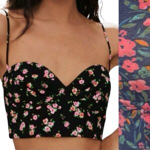 Kira Floral Corset Top floral Black Multicolor Size Small Adjustable Straps